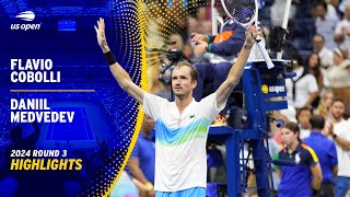 Flavio Cobolli vs Daniil Medvedev Highlights  2024 US Open Round 3 [upl. by Aimas]