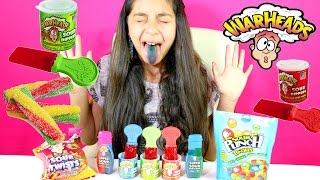 TRYING SOUR CANDY WARHEADS SOUR CANDY 7 FLAVORS B2cutecupcakes [upl. by Irafat]