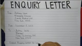 How To Write An Enquiry Letter Step by Step Guide  Writing Practices [upl. by Peckham901]