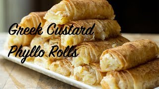 Galaktoboureko Rolls Greek Custard Phyllo Rolls [upl. by Atekin]