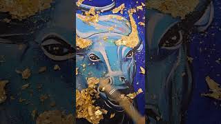 Gold leafing ✨️ arttechniques art goldleafpainting [upl. by Derf228]