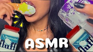 ASMR EATING MARSHMALLOW F L U F F mouth sounds to relax 🤍 asmr viralvideo [upl. by Odnumde]