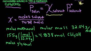 Calculating Vapor Pressure using Raoults Law nonvolatile solute [upl. by Carrelli]