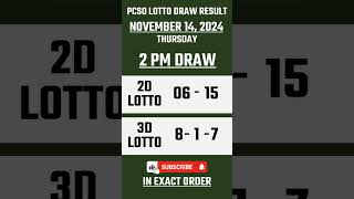 Lotto Result Today 2PM Draw November 14 2024 PCSO EZ2 Swertres Draw  LRT PH shorts [upl. by Rolecnahc]