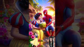 Princess and spiderman Love Story in beach ❤️ shorts princess disneyprincess [upl. by Odnumyar98]