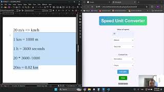 Converting speed units ms kmh HTMLJavaScript Speed Converter [upl. by Anna]