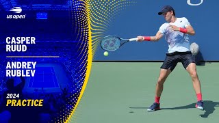 LIVE  Casper Ruud and Andrey Rublev  Practice Session  2024 US Open [upl. by Gnirps]