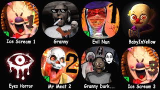 Ice Scream 1 Granny Evil Nun Baby In Yellow Eyes Horror Mr Meat 2 Granny Dark Madness [upl. by Atik543]