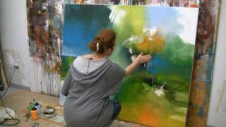 Abstract acrylic painting demo  Acrylmalen abstrakt im Großformat [upl. by Pilar]