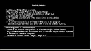 Intro to Lexical Analysis [upl. by Einehpets]