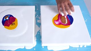 8 Satisfying Fluid Paintings by Rinske Douna  Acrylic pouring Dip amp Triptych Technique [upl. by Rodge]