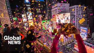 New Year’s 2024 New York City celebrates with iconic ball drop at Times Square [upl. by Vina]