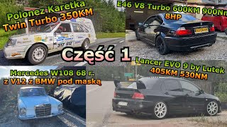 Polonez karetka TwinTurbo BMW E46 V8 Turbo z 8hp oraz Lancer EVO 9 Wizyta na Podlasiu [upl. by Atteselrahc816]