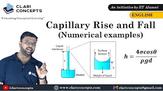 Numerical examples on Capillary Rise and Fall explained English Language [upl. by Kinchen72]