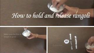 how to hold and release rangoli powder  Basic rangoli techniques  Rangoli basics for learners [upl. by Yxel]