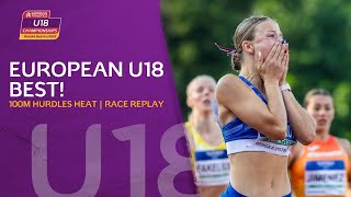 European U18 best 🔥 1286 for Frlickova in the 100m hurdles heats 🤯 Banska Bystrica 2024 [upl. by Idrahs]