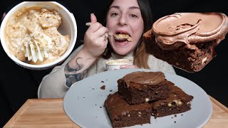 Homemade Banoffee n Chocolate Brownies  ASMR  Relaxing Eating [upl. by Drawde]