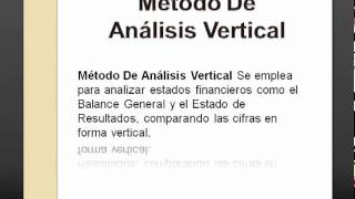 Clasificacion de los metodos de analisis financieros Análisis Vertical [upl. by Estren586]