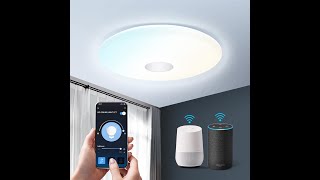 Plafoniera LED Soffitto Aigostar WiFi 18W 75W App e Voce compatibile con Alexa e Google Home [upl. by Bilak]