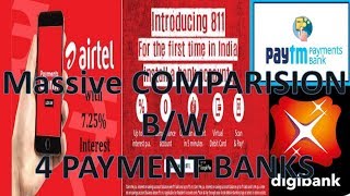 AIRTEL BANK VS PAYTM BANK VS KOTAK 811 VS DIGIBANK MASSIVE COMPARISION [upl. by Abbotsun]