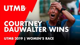 UTMB® 2019 Replay Finisher women 1 EN  Courtney DAUWALTER [upl. by Aninay395]