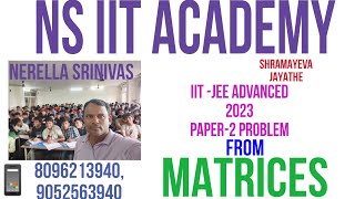 IITJEE ADVANCED 2023 PAPER 2 PROBLEM FROM MATRICES [upl. by Eiryt]