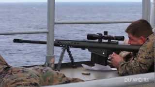 USMC Scout Snipers vs small boat Barrett M107 50 BMG Rifles [upl. by Sutherlan]