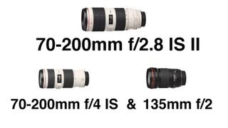 Canon EF 70200mm f28 IS II comparison with 70200 f40 IS and 135mm f20 [upl. by Alikahs]