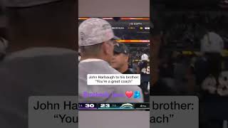 HARBAUGH BROTHERS SPECIAL MOMENT Johns Touching Praise for Jim After Ravens Big Win NFL Shorts [upl. by Airbmat271]