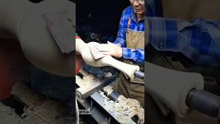 Old carpenter sandpapering wooden artifacts on a rotating machine wood work woodworking shorts [upl. by Naivad]