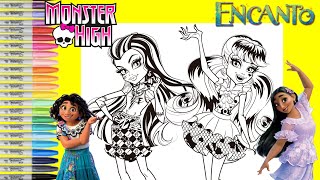 Monster High Makeover as Disney Encanto Mirabel and Isabela Coloring Book Pages [upl. by Timon935]