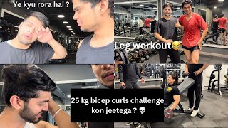 mannusinghnandal or krishnaaesthetics emotional hogye 🙁  Bicep curl challenge 25kg each 🤯 [upl. by Goddord]