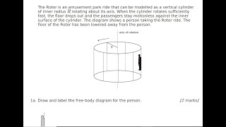 IB PhysicsTheme ACircular motionQc3 Paper22020A vertical cylinder rotating about its axis [upl. by Gierc]