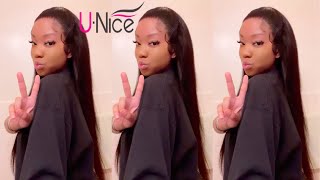 WATCH ME INSTALL 24 INCH 13X4 STRAIGHT WIG INSTALL  REVIEW  Ft UNice Hair [upl. by Missak]