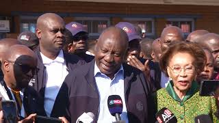 President Cyril Ramaphosa speaks to the media after casting his Vote in Soweto [upl. by Aciret]