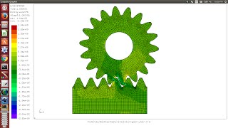 CalculiX Launcher 3beta  Rack And Pinion FEA [upl. by Assirual]