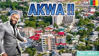 Lets visit the Akwa district in downtown Douala  Trajet Cameroun [upl. by Legra]