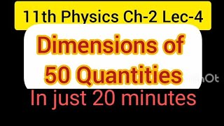 Dimension amp Dimensional formula 50 Examples 11th Physics Chapter2 Lec4 Abhishek Sir [upl. by Anialram]