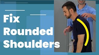 5 Exercises To Fix Rounded Shoulders Posture Long Term Fix [upl. by Enaid581]