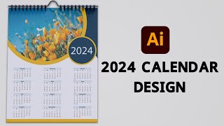 How to Design 1 Page Calendar 2024 in Illustrator  Tutorial for Beginner [upl. by Stefan618]