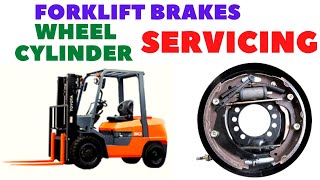 forklift maintenance  brake wheel cylinder servicing and maintenance  brake changing procedure [upl. by Terrell]