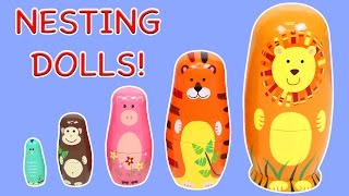 Learn Sizes and Animals with Nesting Dolls  Stacking Cups with Surprise Toys [upl. by Cutcliffe474]