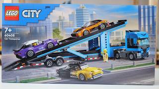 LEGO City 60408 Car Transporter Truck with Sports Cars – LEGO Speed Build Review [upl. by Nananne]