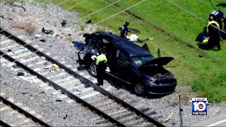 BSO vehicle struck by Brightline train in Dania Beach [upl. by Ihp]