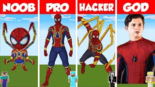 Minecraft TNT SPIDERMAN STATUE HOUSE BUILD CHALLENGE  NOOB vs PRO vs HACKER vs GOD  Animation [upl. by Pages575]