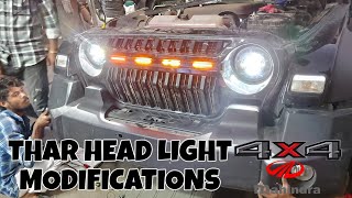 MAHINDRA THAR LED HEADLIGHT INSTALLATIONmodifiedautomobiletharmahindratharheadlightviralvideo [upl. by Atilrak]