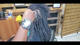 Best two strand twist on long natural hair Cantu loc and twist gel New Growth Naturals salon [upl. by Adnofal]