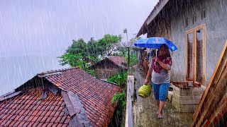 RAIN IN BEAUTIFUL HILLY VILLAGE LIFE  HEAVY RAIN AND THUNDER SOUNDS FOR SLEEPING [upl. by Eenolem108]