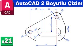 AutoCAD 2 boyutlu çizim örnekleri  21 [upl. by Annavas235]