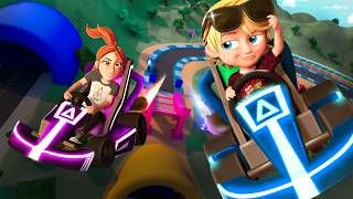 Niko and Mom race at ADLEYS ARCADE Racing Karts Laser Tag and grab a baby duck game new cartoon [upl. by Scurlock]